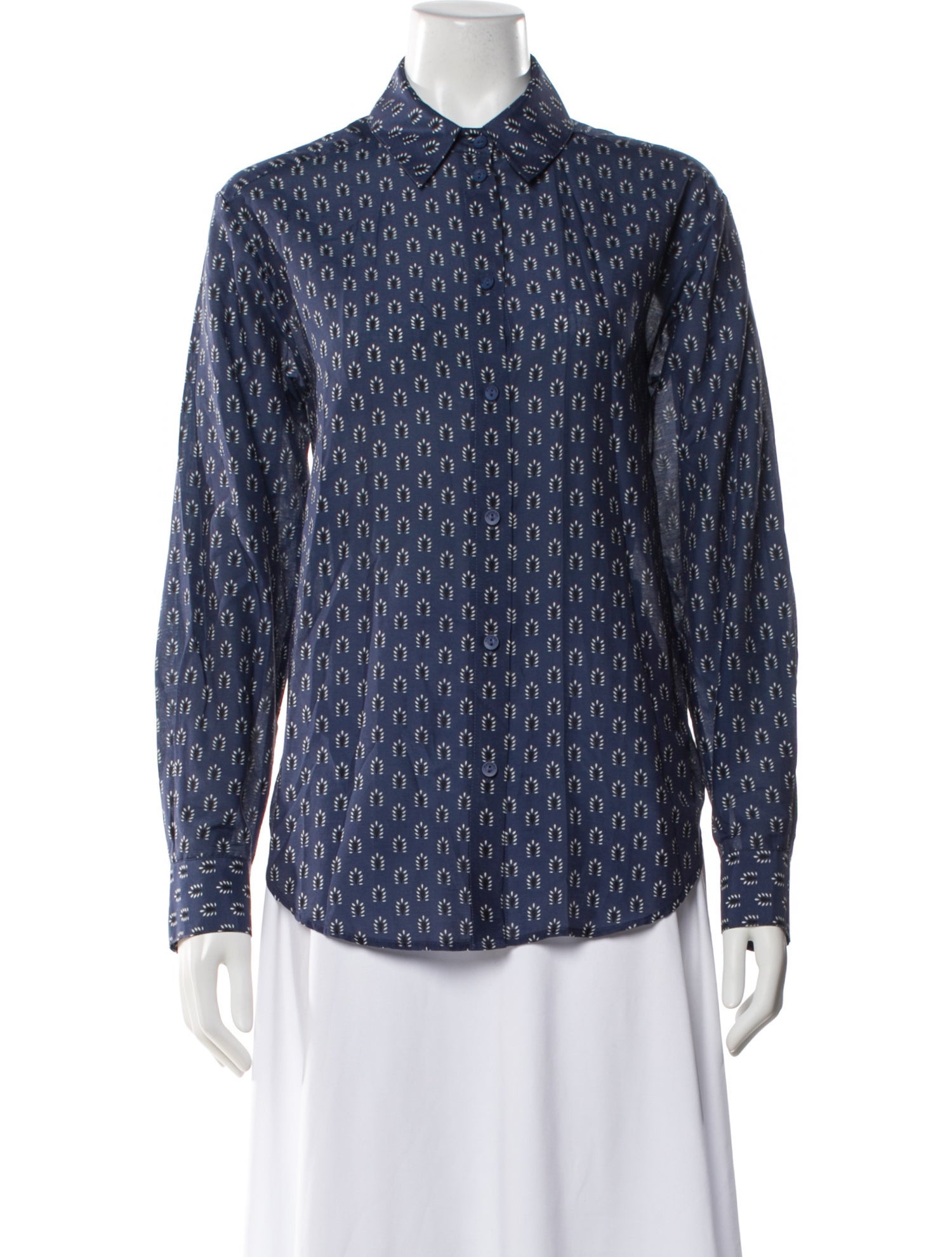 Matteau Patterned Long Sleeve Button-Up Top