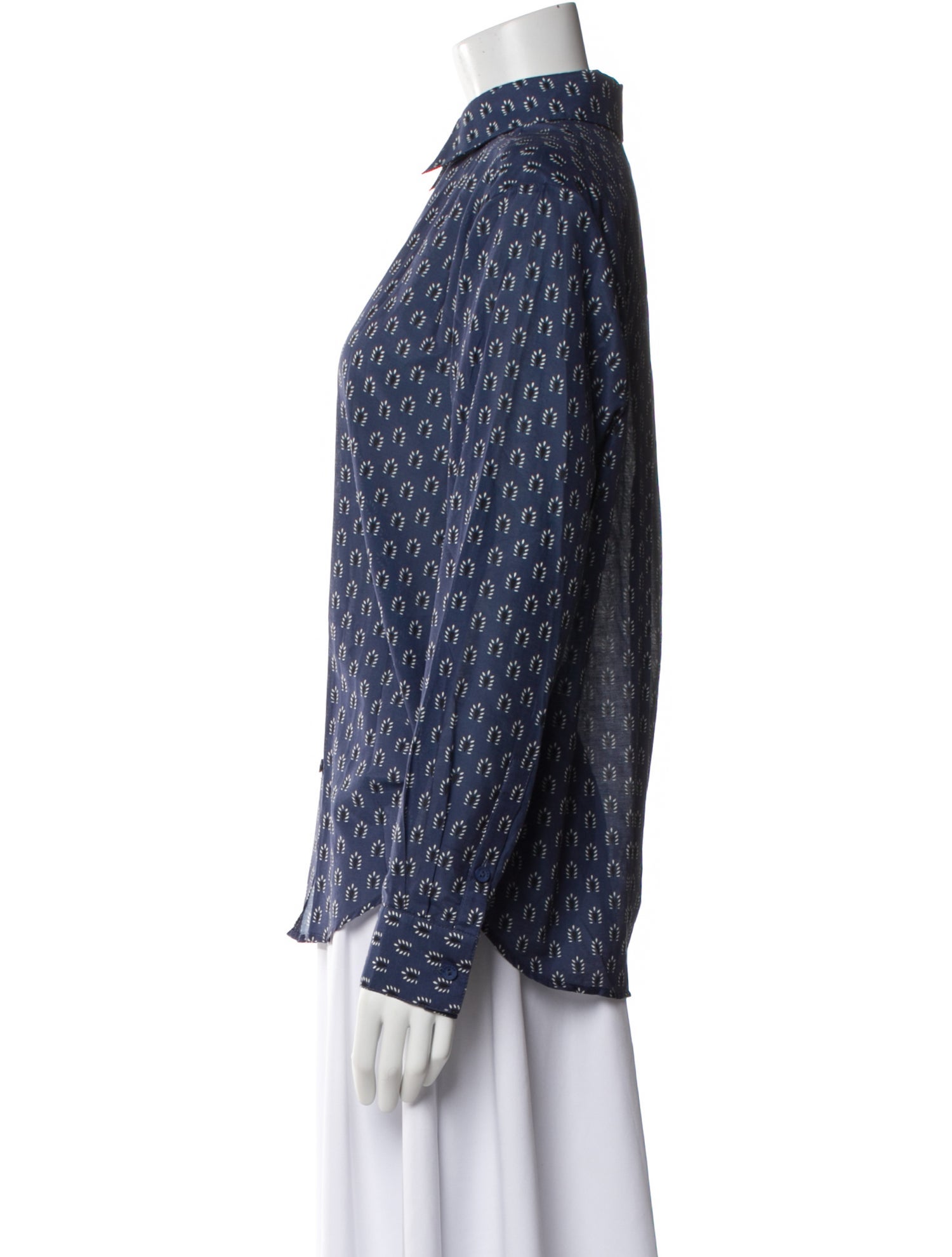 Matteau Patterned Long Sleeve Button-Up Top