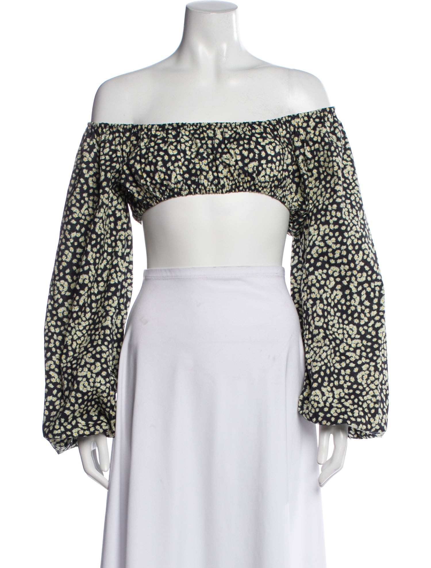 Matteau Floral Print Off-The-Shoulder Crop Top