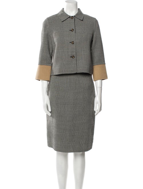 Maurizio Pecoraro Wool Houndstooth Print Skirt Suit