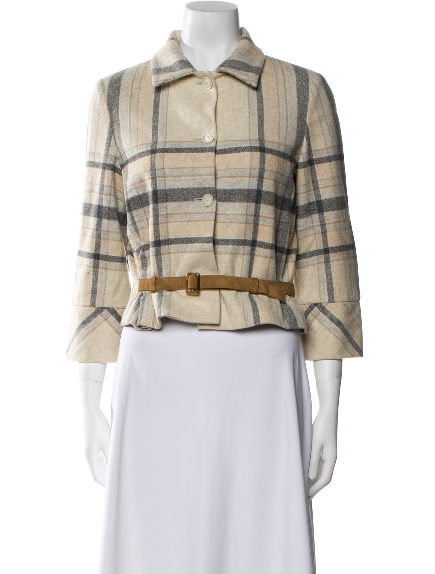 Maurizio Pecoraro Wool Plaid Print Button-Up Top