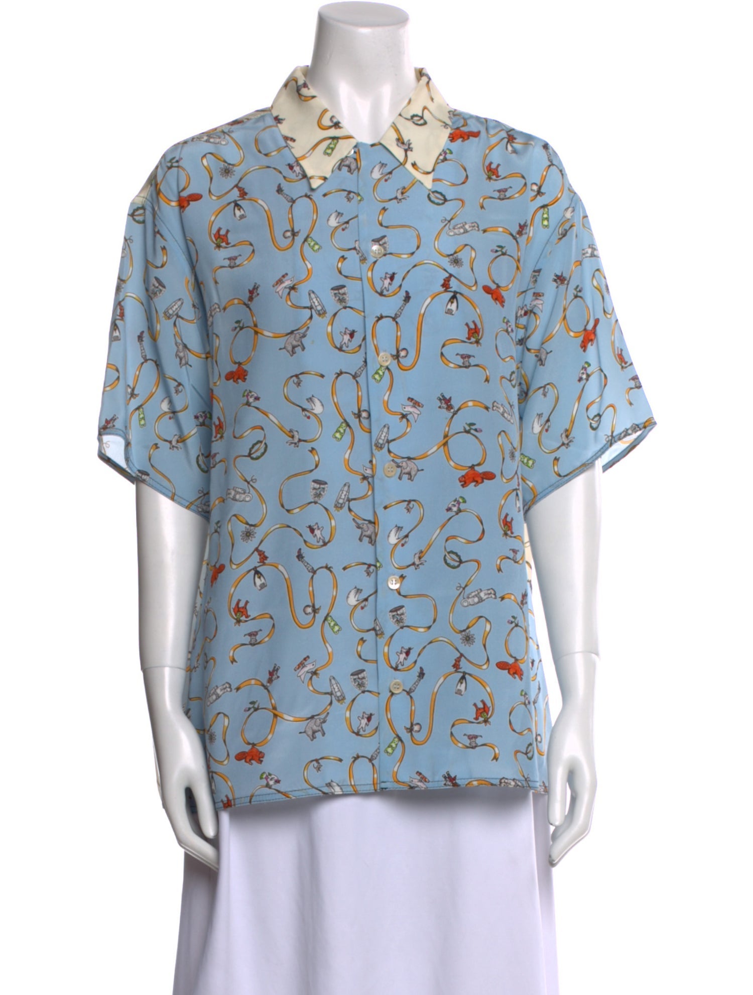 Marni x Frank Navin Silk Printed Button-Up Top