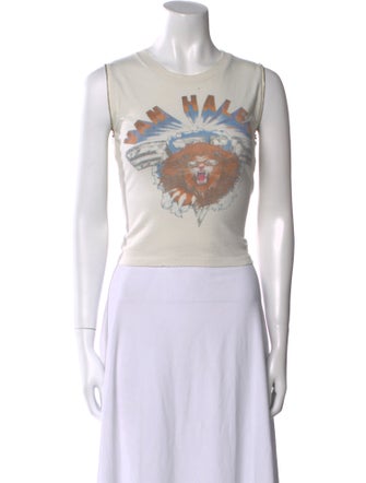 MadeWorn Graphic Print Crew Neck Crop Top