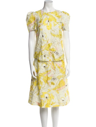 MAX&Co. Floral Print Pleated Accents Skirt Suit