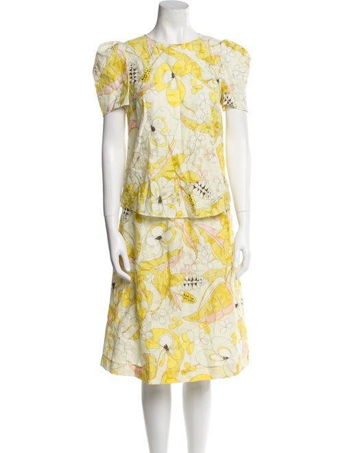 MAX&Co. Floral Print Pleated Accents Skirt Suit