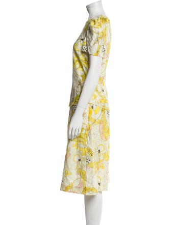 MAX&Co. Floral Print Pleated Accents Skirt Suit