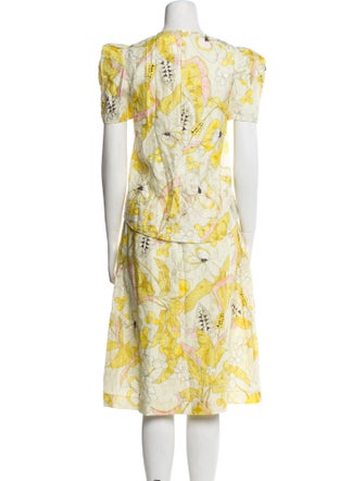 MAX&Co. Floral Print Pleated Accents Skirt Suit