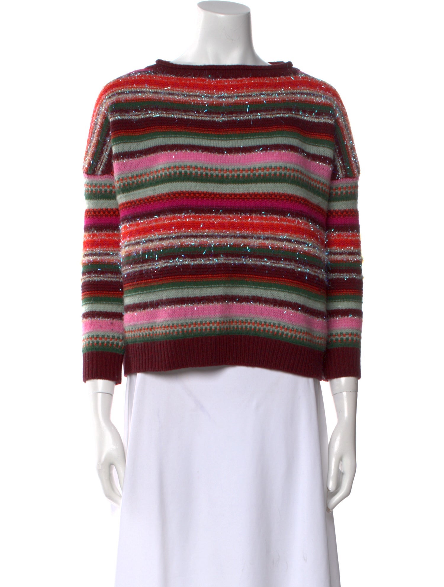 MAX&Co. Striped Bateau Neckline Sweater