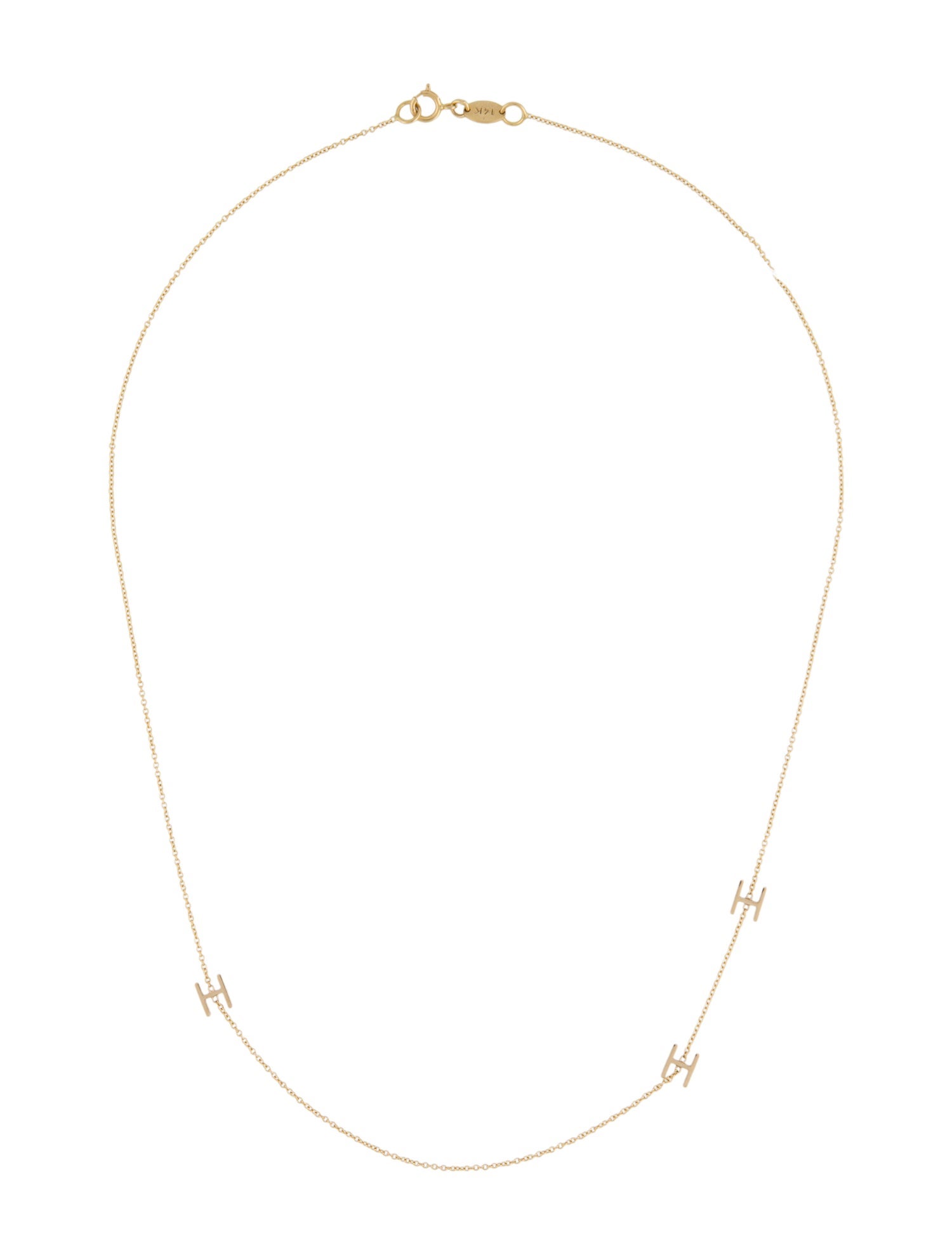 Maya Brenner Designs 14K Letter 'H' 3 Station Necklace