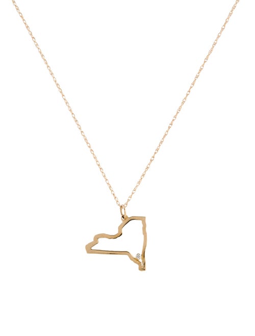 Maya Brenner Designs 14K Diamond-Accented New York State Pendant Necklace
