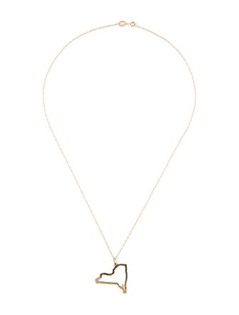 Maya Brenner Designs 14K Diamond-Accented New York State Pendant Necklace