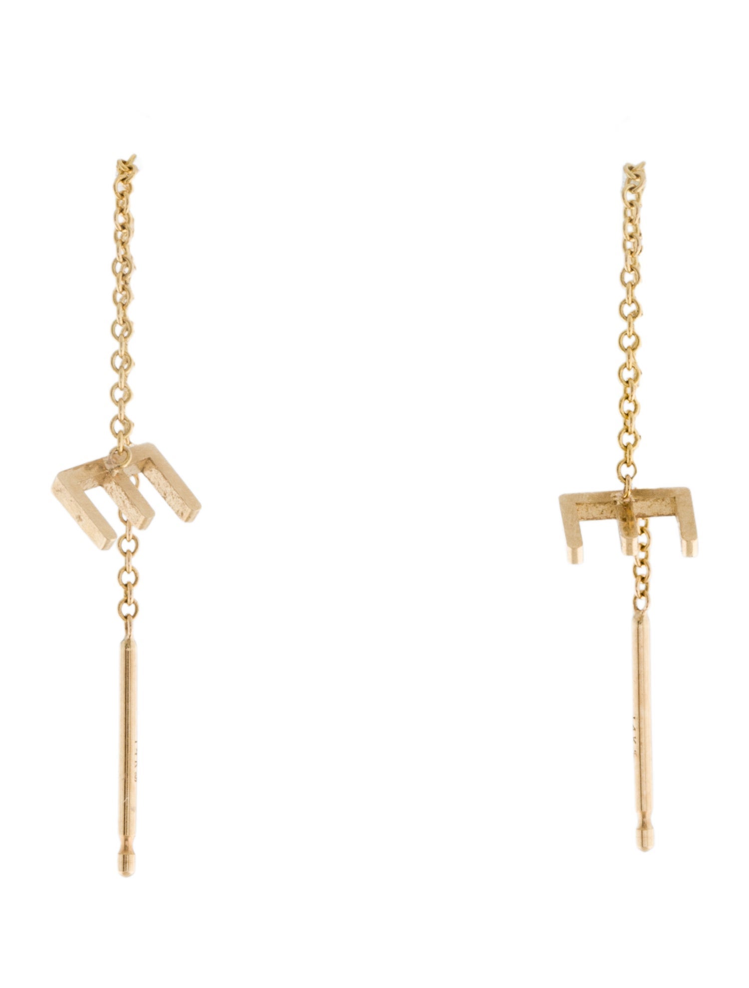 Maya Brenner Designs 14K Letter 'E' Threader Earrings