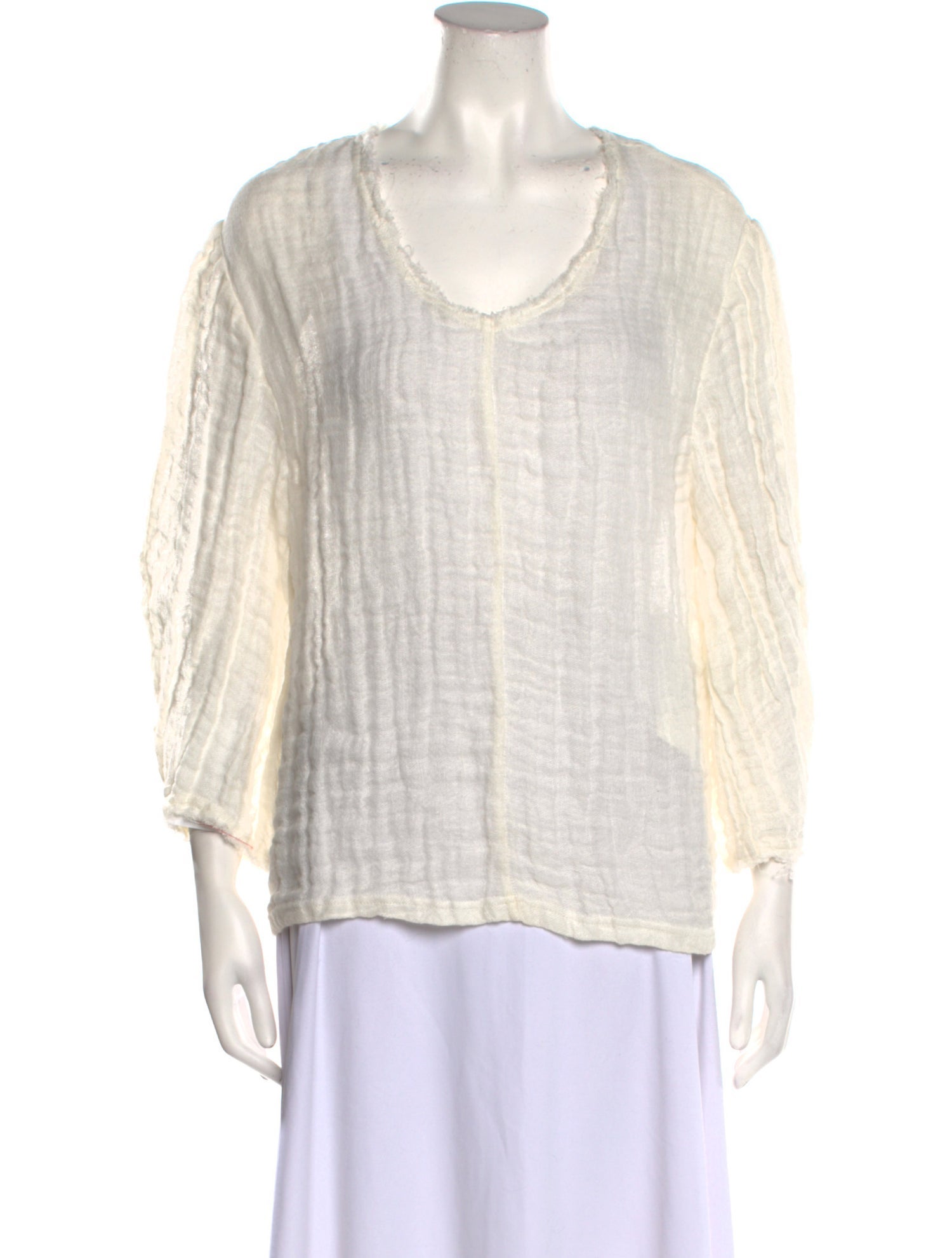 By Malene Birger Scoop Neck Three-Quarter Sleeve Blouse