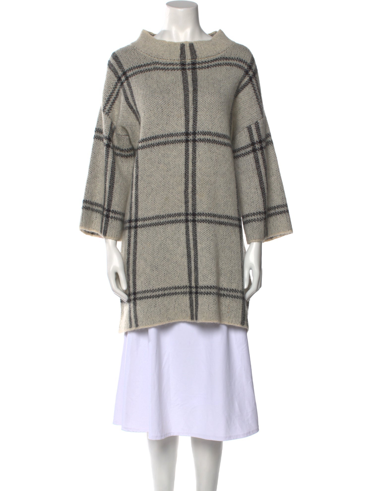 By Malene Birger Plaid Print Mock Neck Sweater