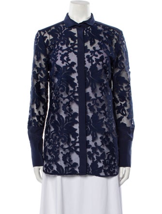 By Malene Birger Lace Pattern Long Sleeve Button-Up Top