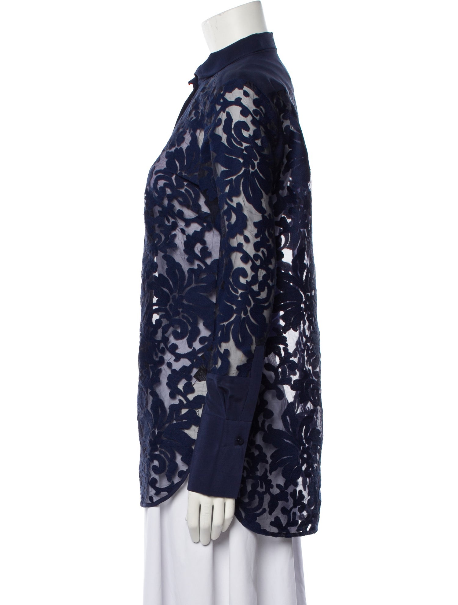 By Malene Birger Lace Pattern Long Sleeve Button-Up Top