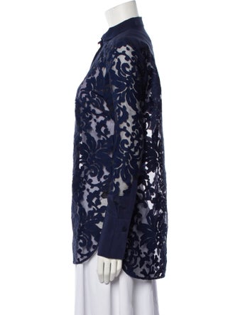 By Malene Birger Lace Pattern Long Sleeve Button-Up Top