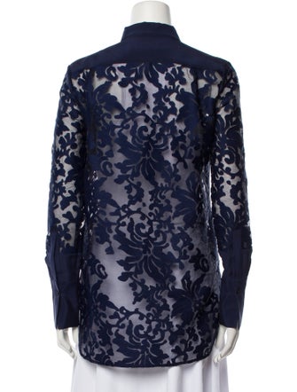 By Malene Birger Lace Pattern Long Sleeve Button-Up Top