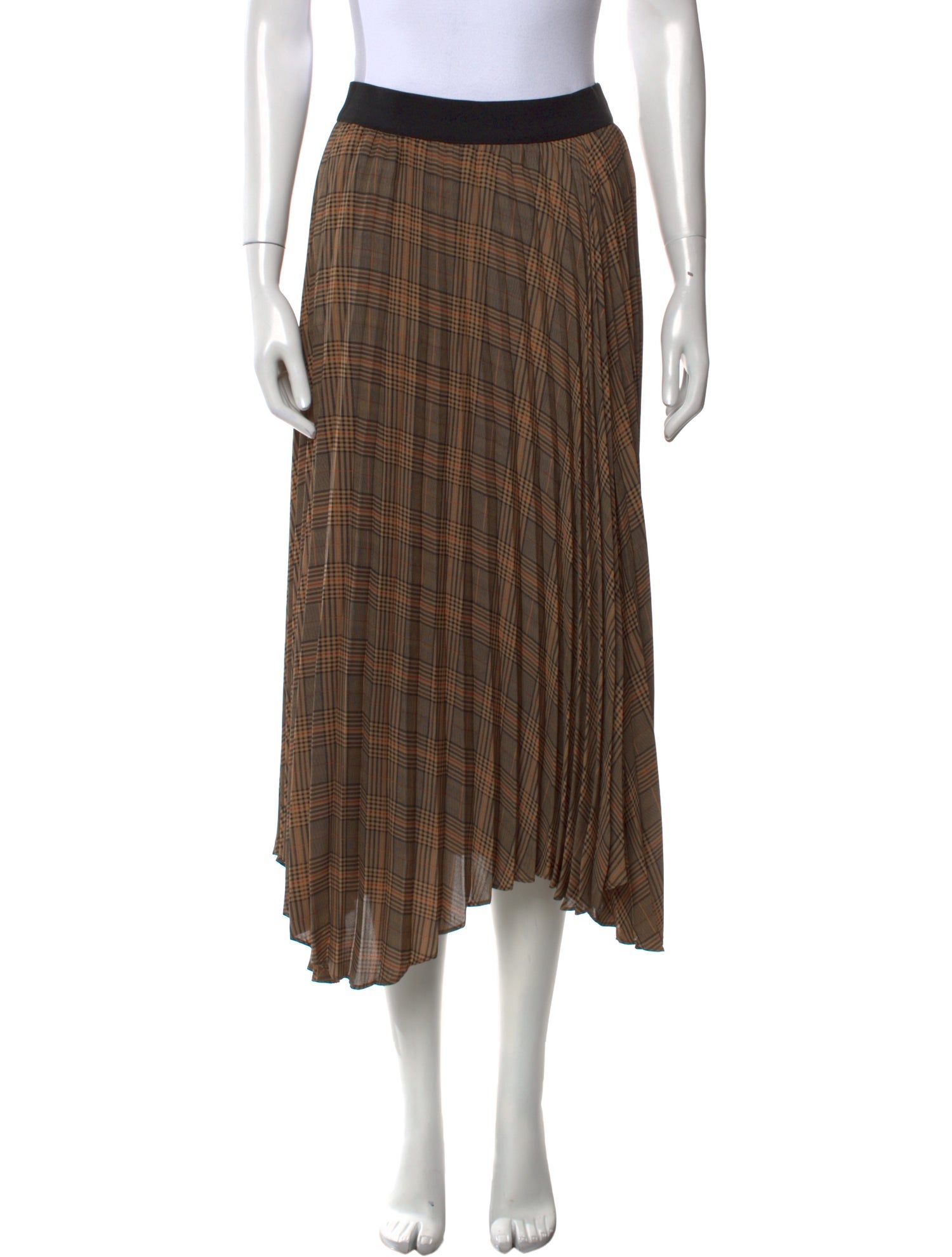 By Malene Birger Plaid Print Midi Length Skirt