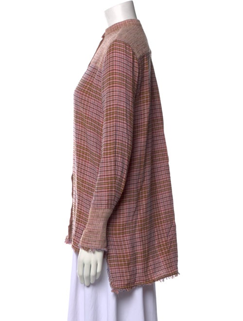 By Malene Birger Plaid Print Mock Neck Button-Up Top