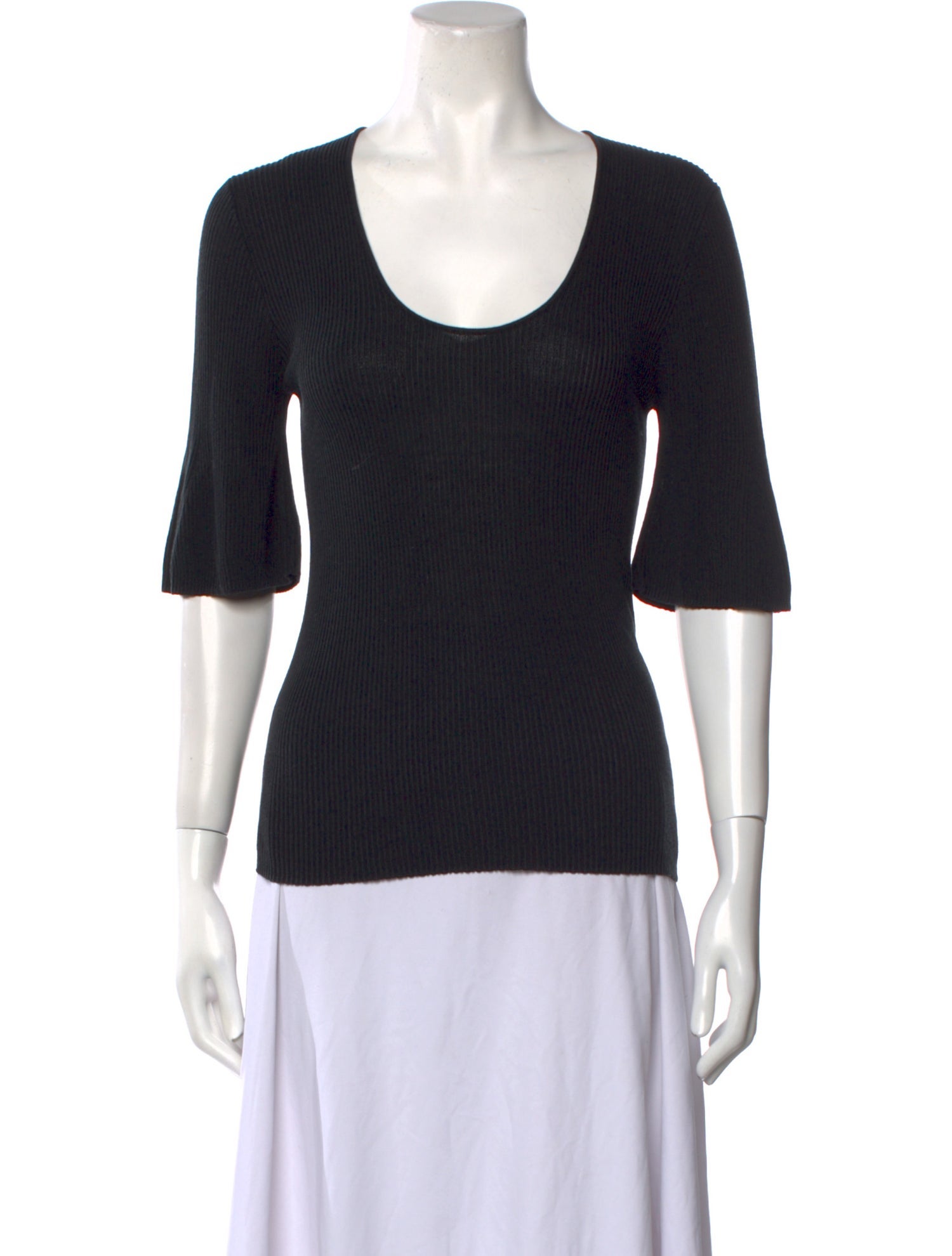 By Malene Birger Scoop Neck Three-Quarter Sleeve T-Shirt