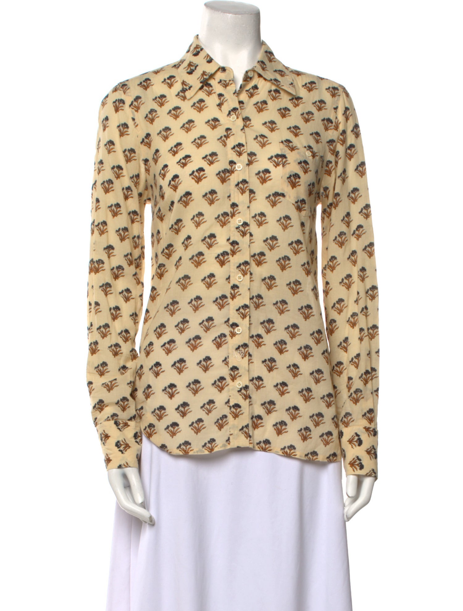 By Malene Birger Printed Long Sleeve Button-Up Top