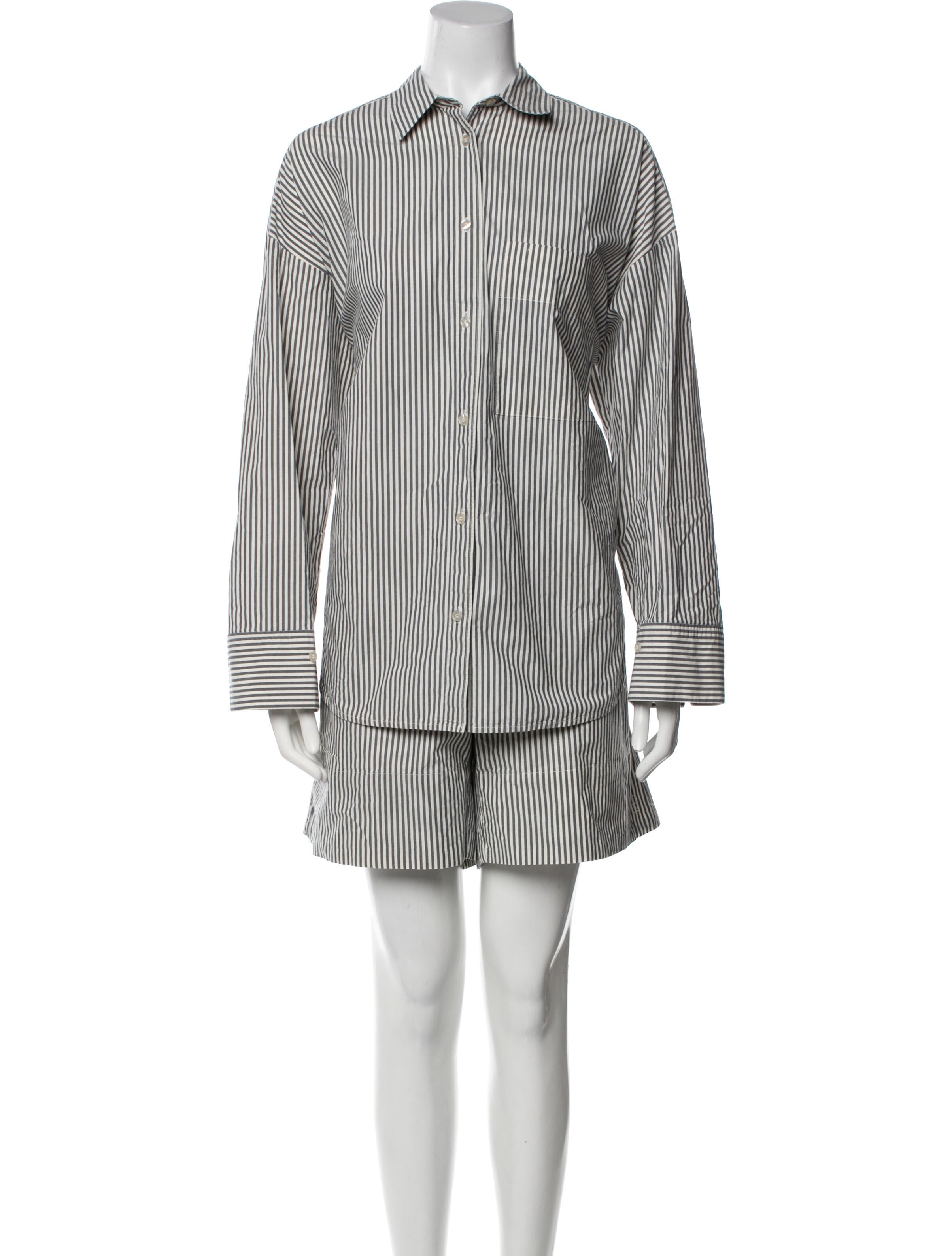 By Malene Birger Striped Pleated Accents Short Set