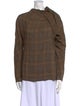 By Malene Birger Plaid Print Mock Neck Button-Up Top
