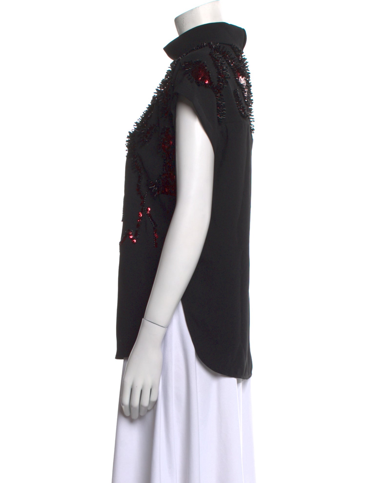 By Malene Birger Mock Neck Short Sleeve Blouse