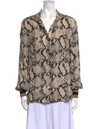 By Malene Birger Animal Print Long Sleeve Button-Up Top