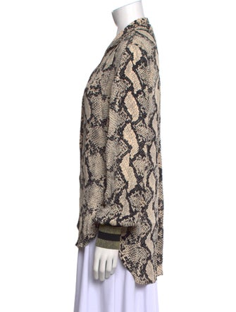 By Malene Birger Animal Print Long Sleeve Button-Up Top