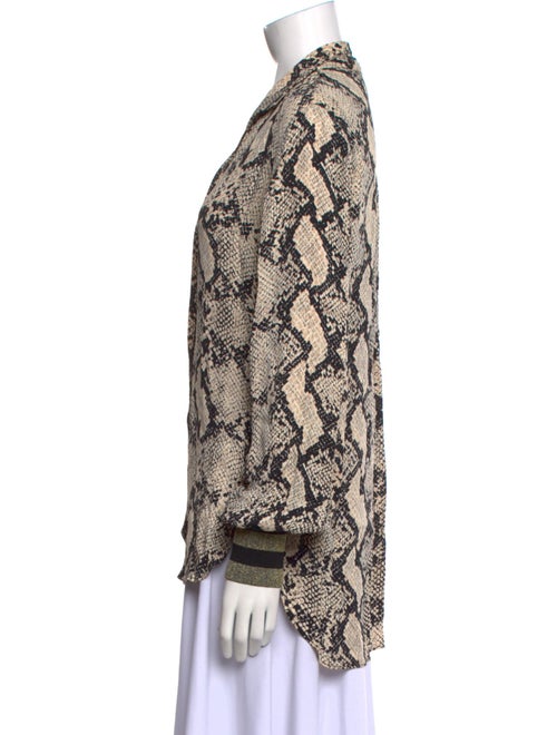 By Malene Birger Animal Print Long Sleeve Button-Up Top