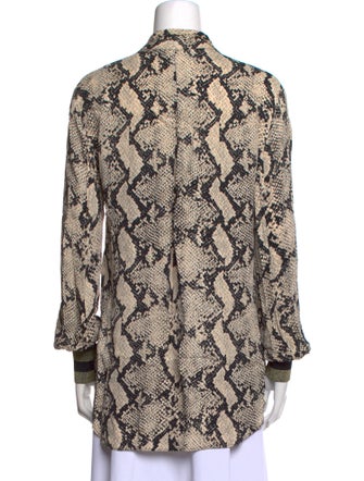 By Malene Birger Animal Print Long Sleeve Button-Up Top