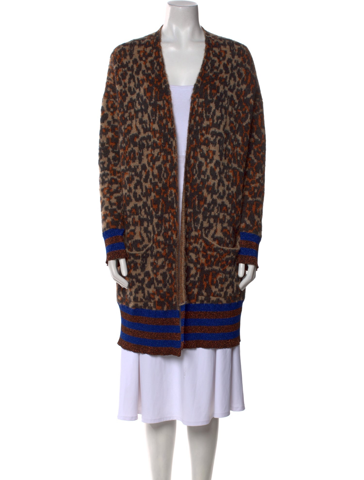 By Malene Birger Animal Print Open Front Sweater