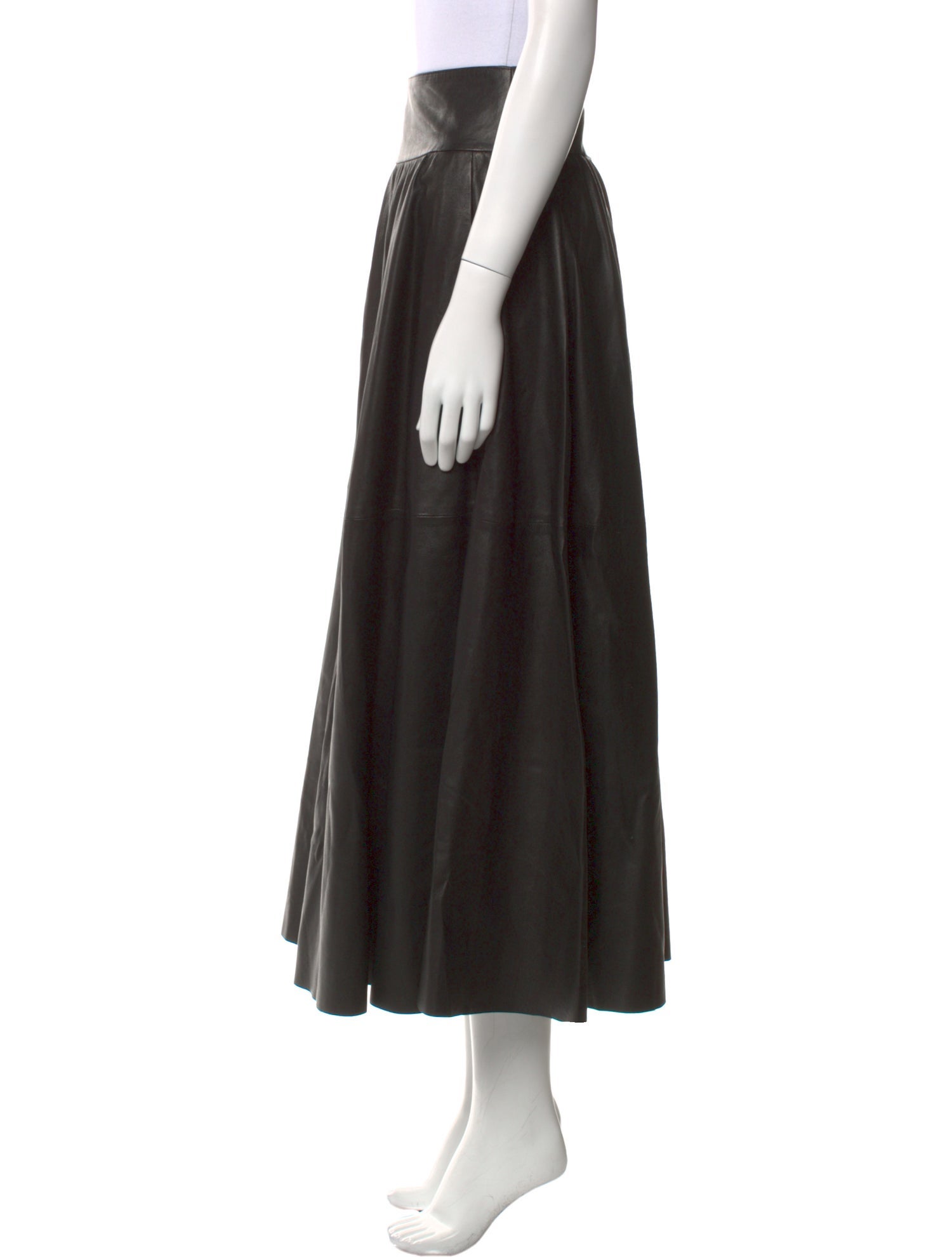 By Malene Birger Lamb Leather Midi Length Skirt