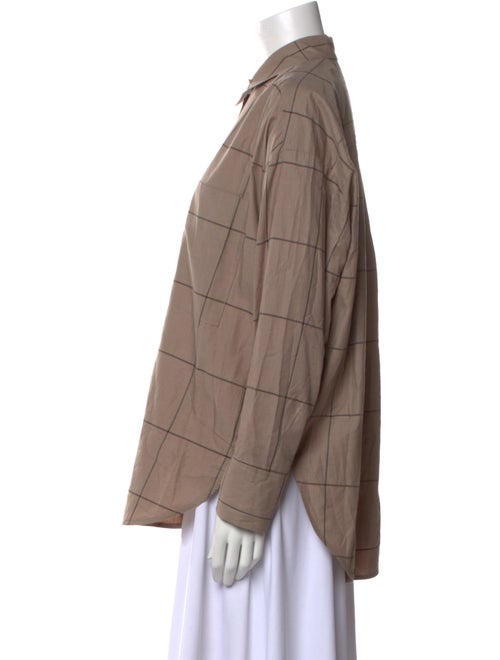 By Malene Birger Plaid Print Long Sleeve Button-Up Top