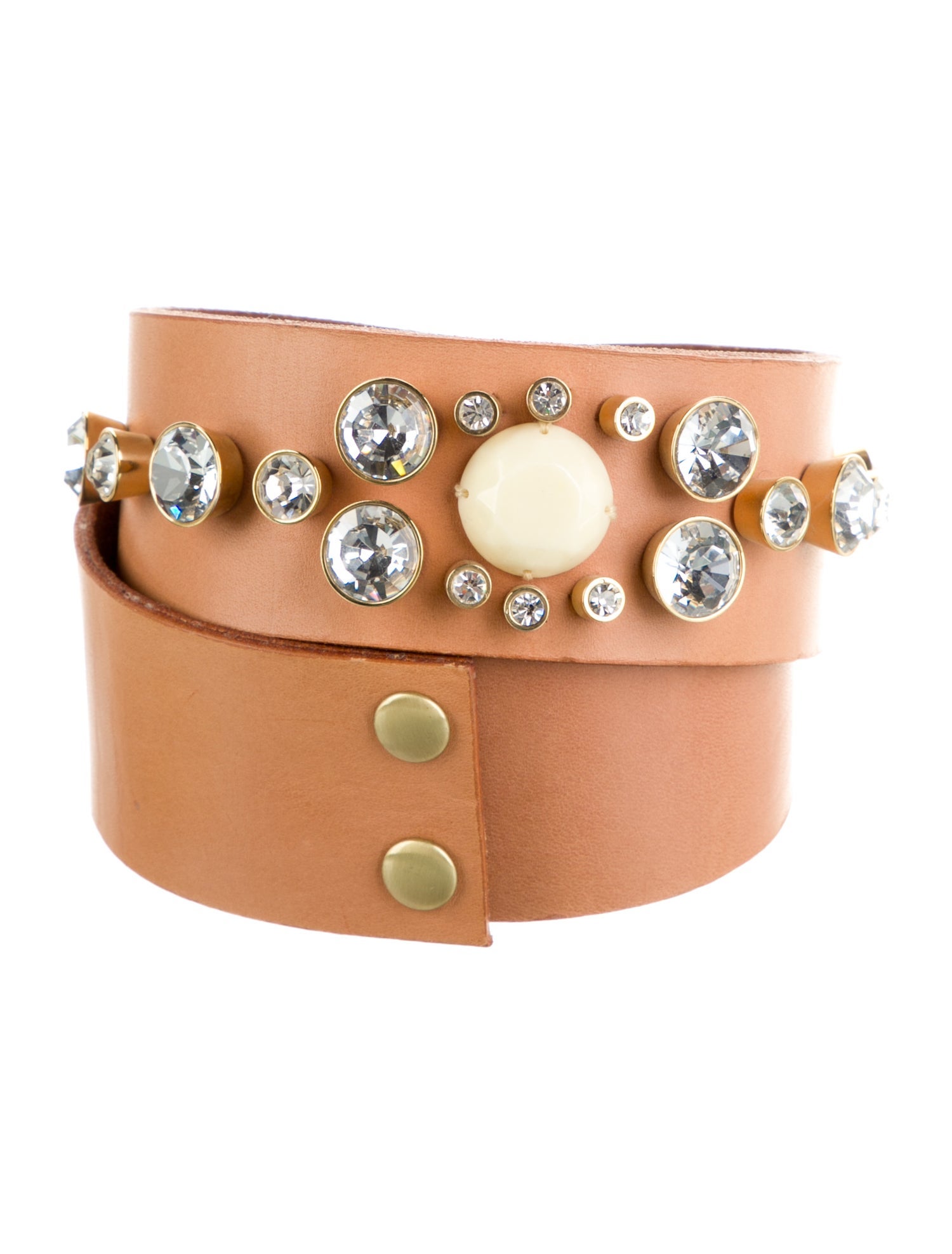 By Malene Birger Leather Crystal Embellishments Waist Belt