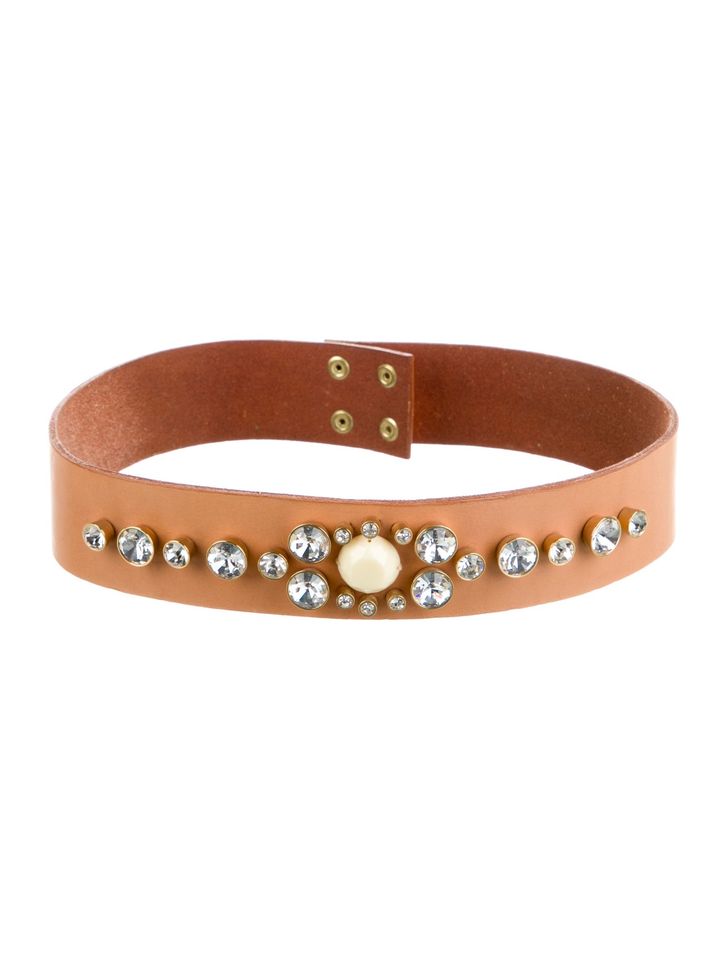 By Malene Birger Leather Crystal Embellishments Waist Belt