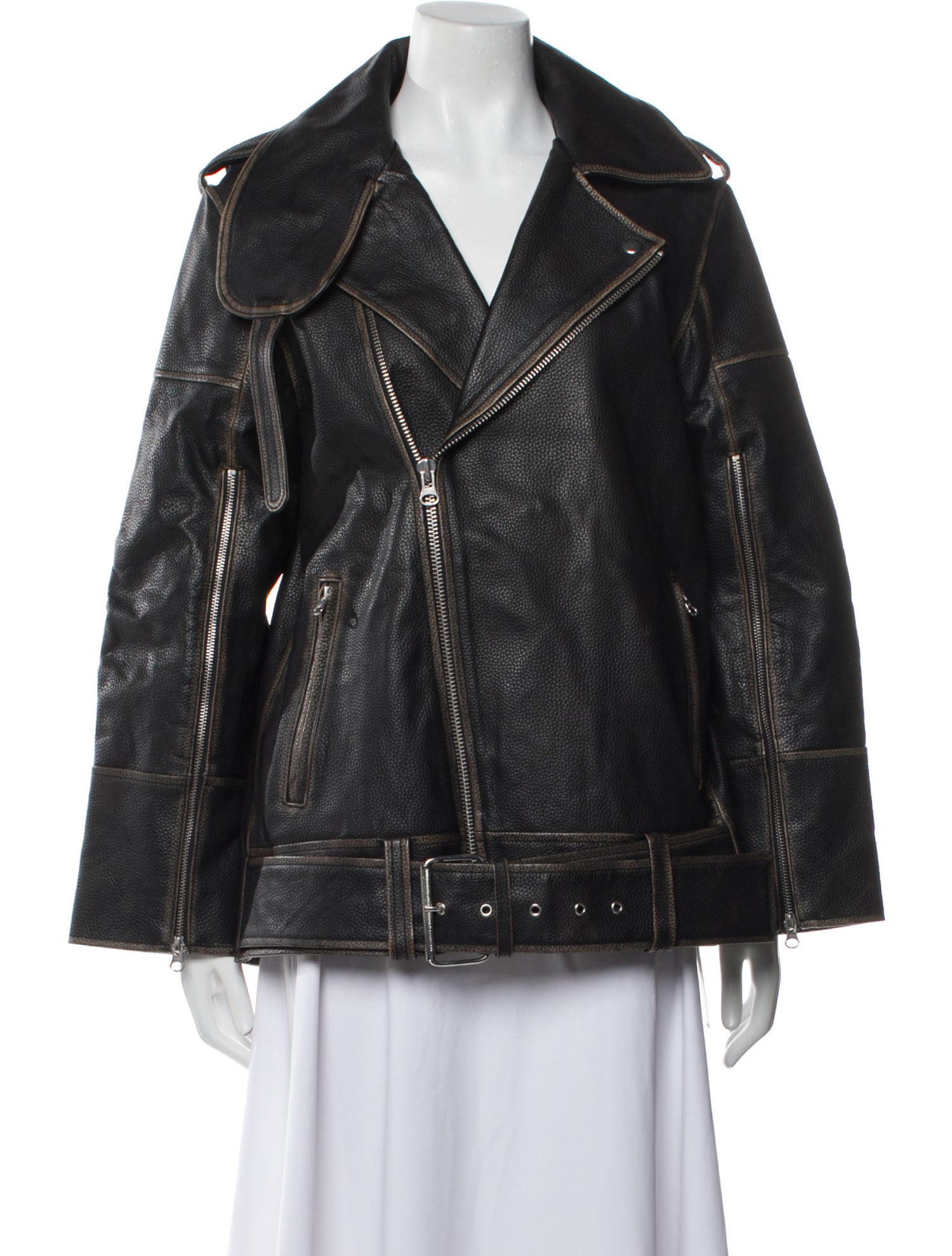 By Malene Birger Leather Faux Fur Jacket