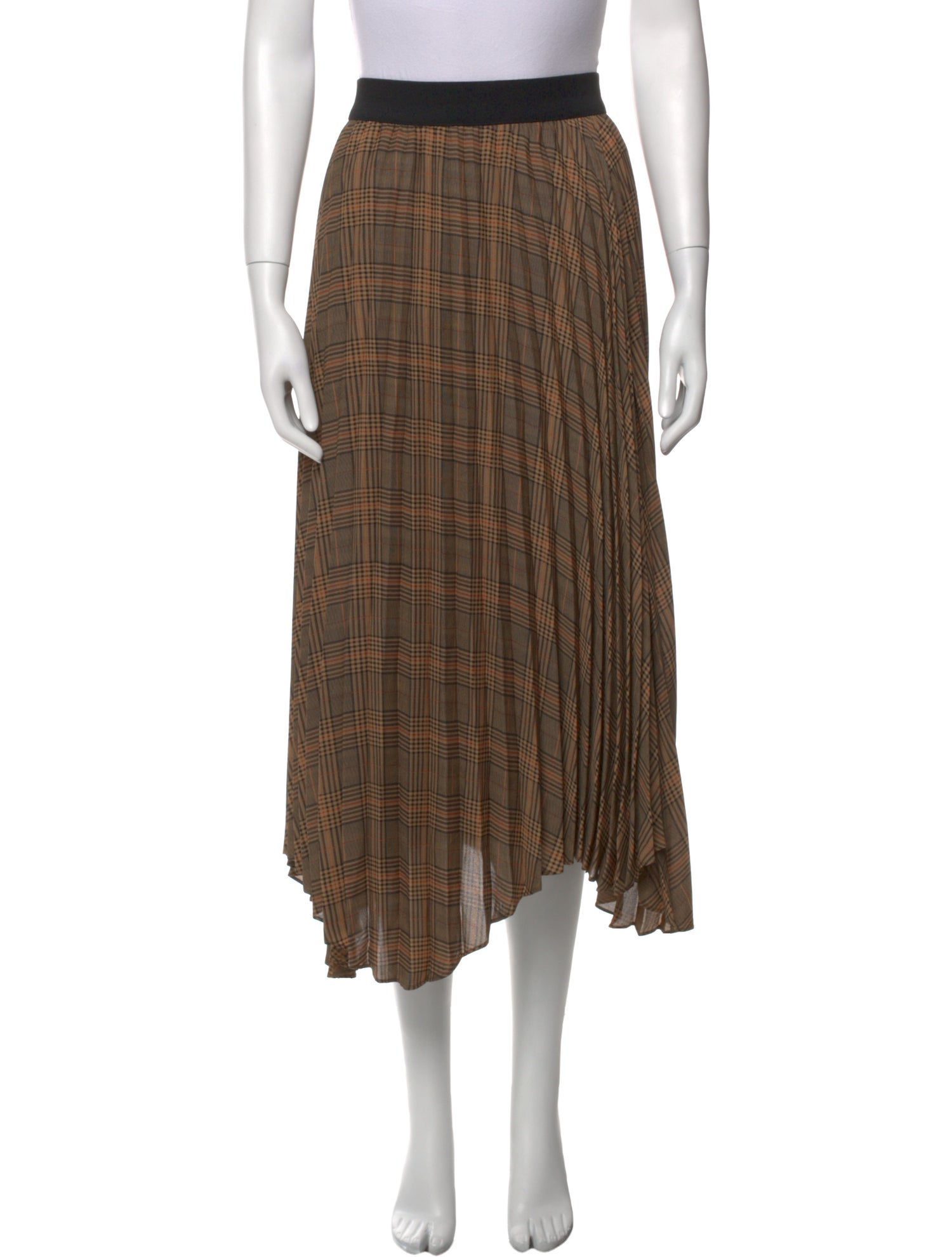By Malene Birger Plaid Print Midi Length Skirt