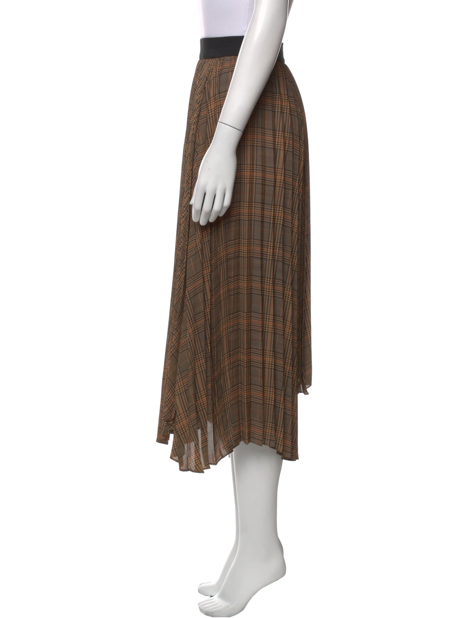 By Malene Birger Plaid Print Midi Length Skirt