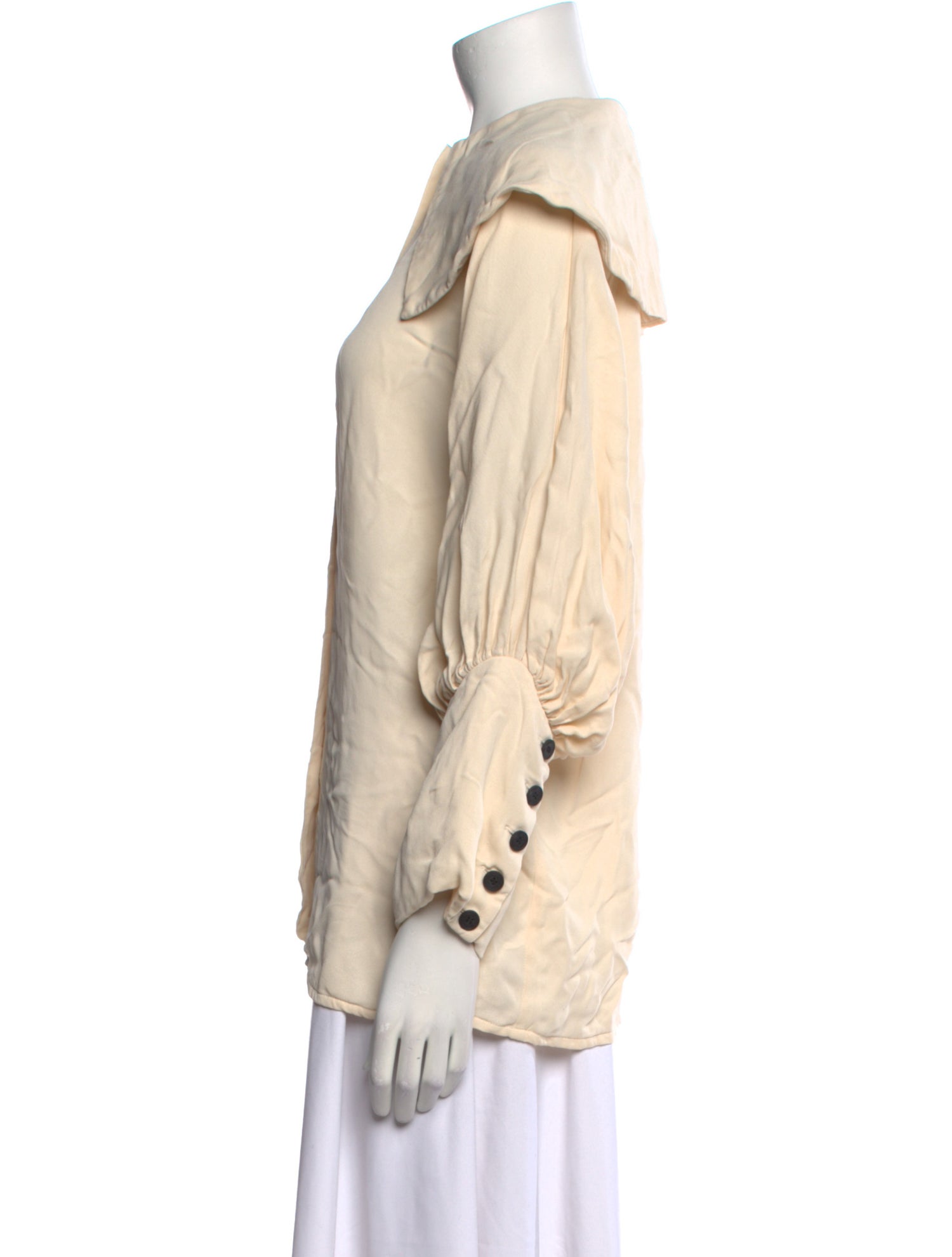 By Malene Birger Mock Neck Long Sleeve Button-Up Top