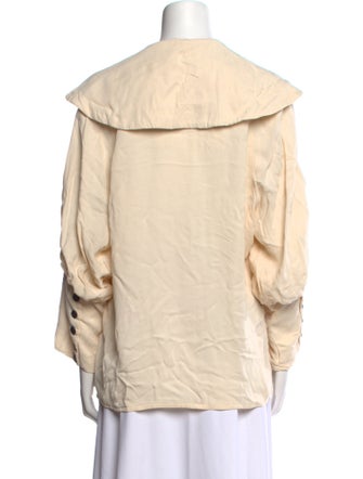 By Malene Birger Mock Neck Long Sleeve Button-Up Top