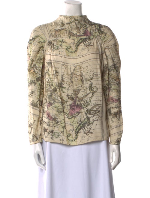 By Malene Birger Printed Mock Neck Blouse