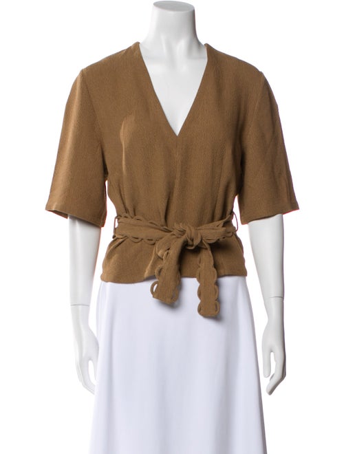 By Malene Birger V-Neck Short Sleeve Crop Top