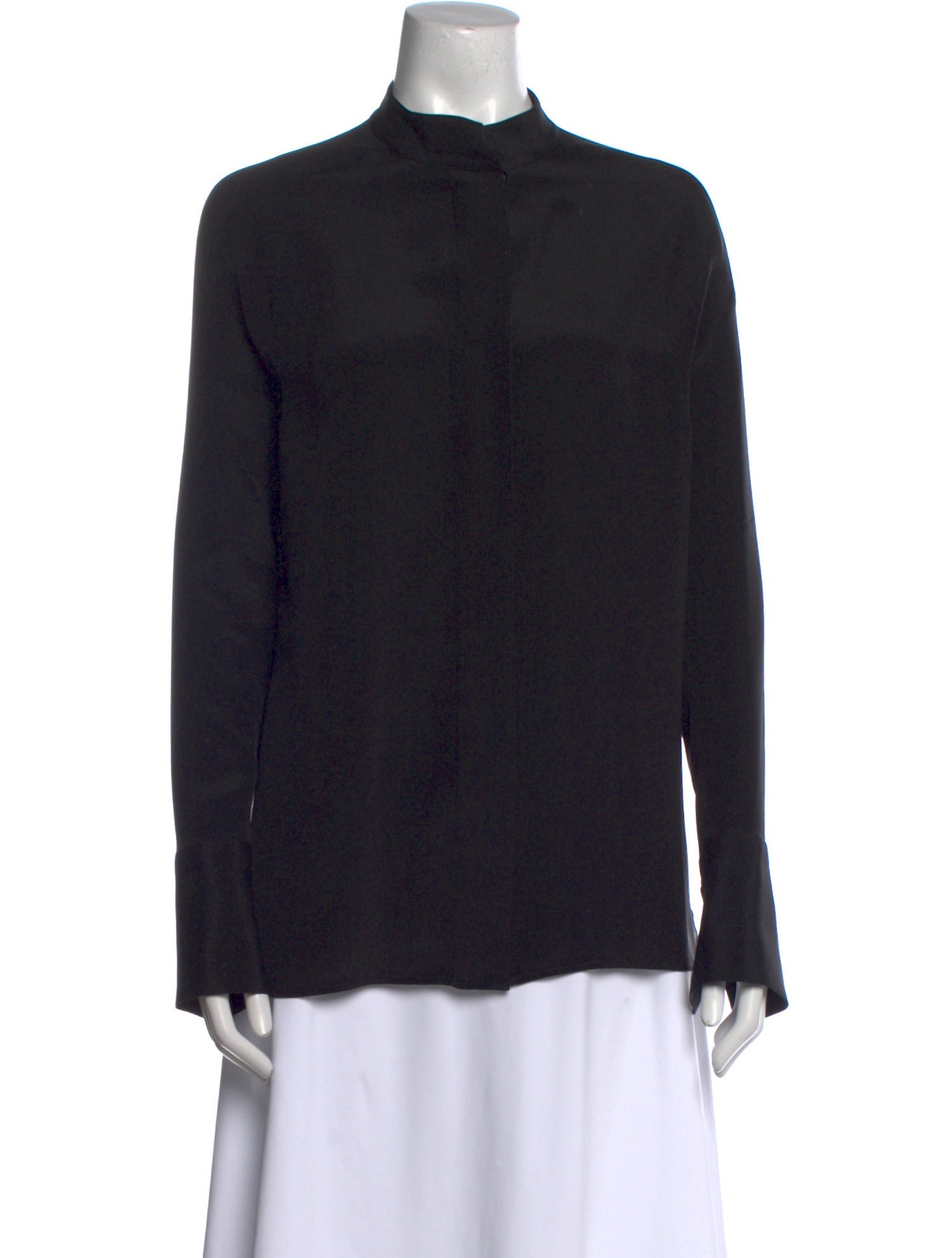 By Malene Birger Silk Mock Neck Button-Up Top