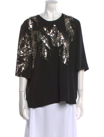 By Malene Birger Crew Neck Three-Quarter Sleeve Blouse
