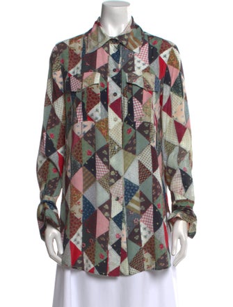 By Malene Birger Printed Long Sleeve Button-Up Top