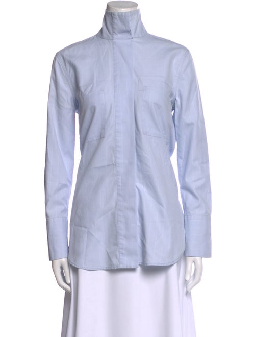 By Malene Birger Mock Neck Long Sleeve Button-Up Top