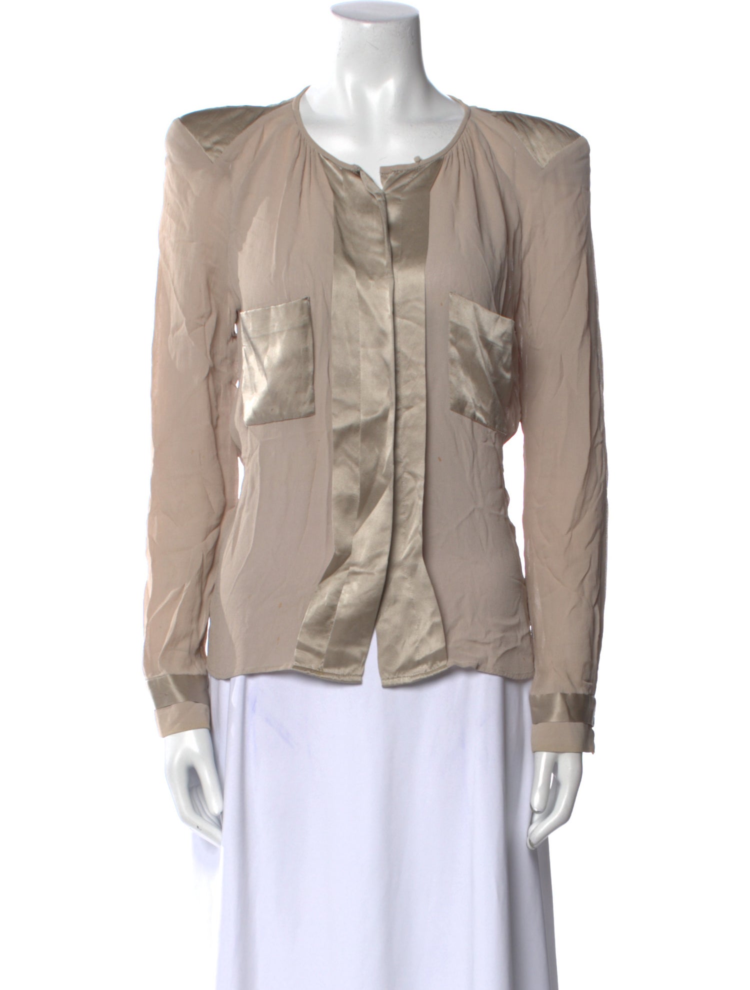 By Malene Birger Scoop Neck Long Sleeve Blouse